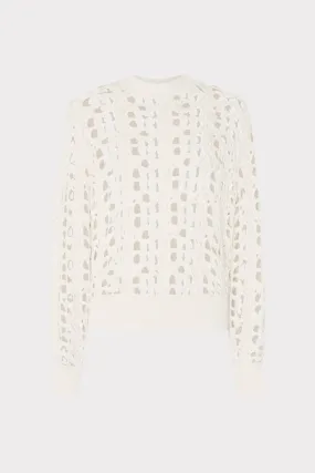 Non Restrictive Fit Durable Quality Open Knit Sequin Crewneck Sweater