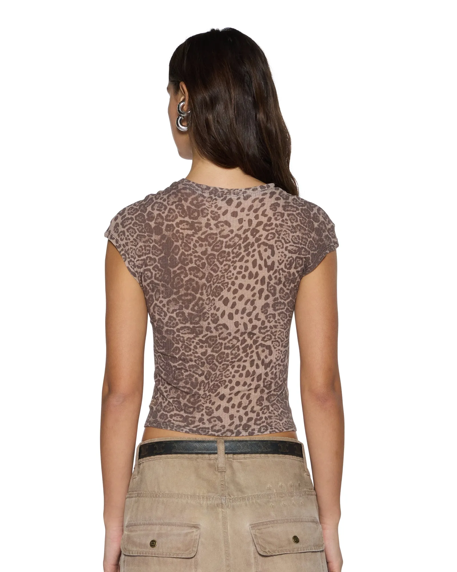 Tencel Cotton Hybrid Weave Minimalist Silhouette STAPLE SS TEE LEOPARD