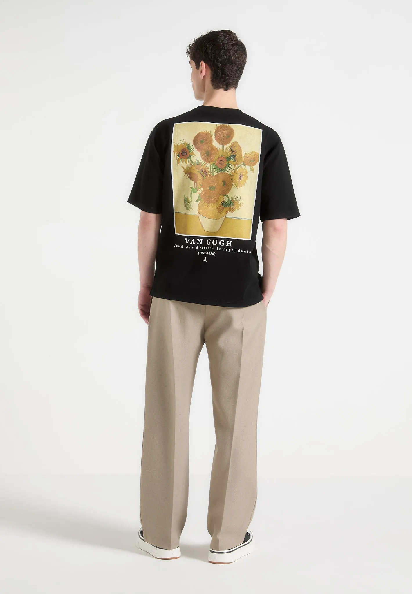 Multi Pocket Utility Sunflowers - Van Gogh T-Shirt - Black