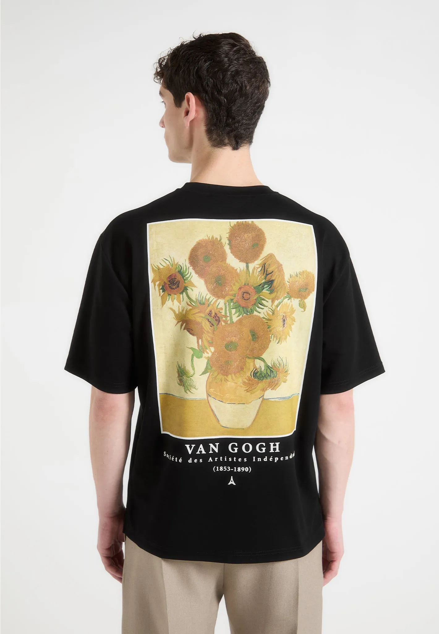Layering Piece Anti Static Finish Sunflowers - Van Gogh T-Shirt - Black