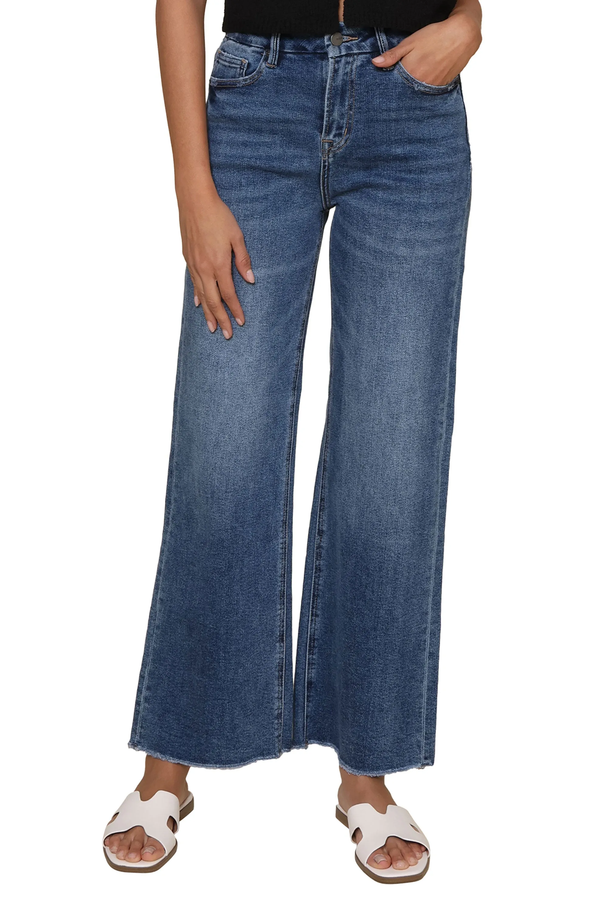 Super High Rise Wide Leg With Grinding Soft and Cozy Water Resistant Finish