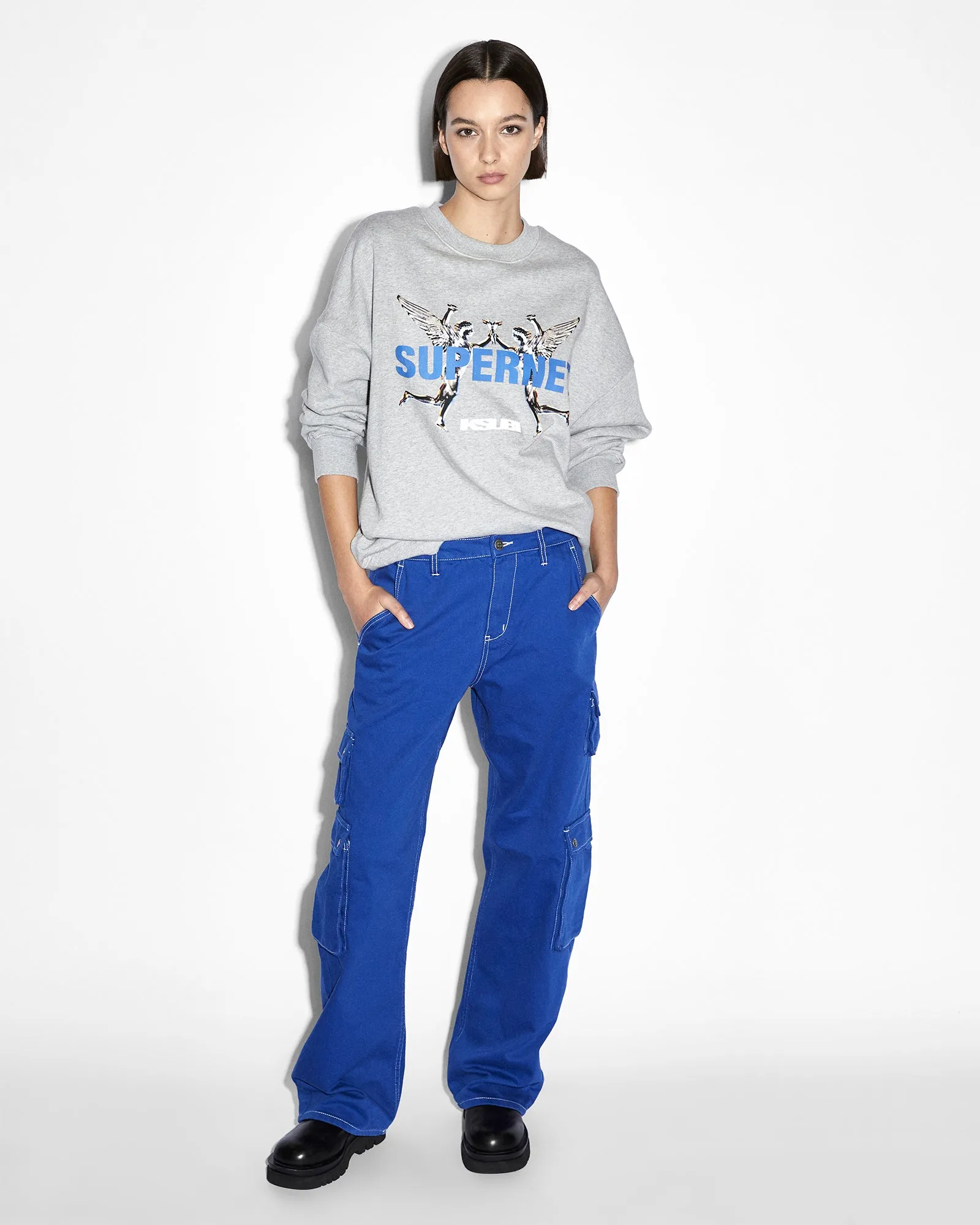 SUPERNET OH G CREW GREY MARLE Waffle Knit Casual Knit Layer