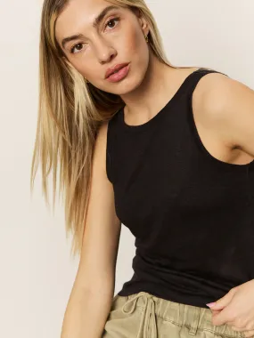 MoistureWickingFabric Loose fitting comfort Linen Tank Black