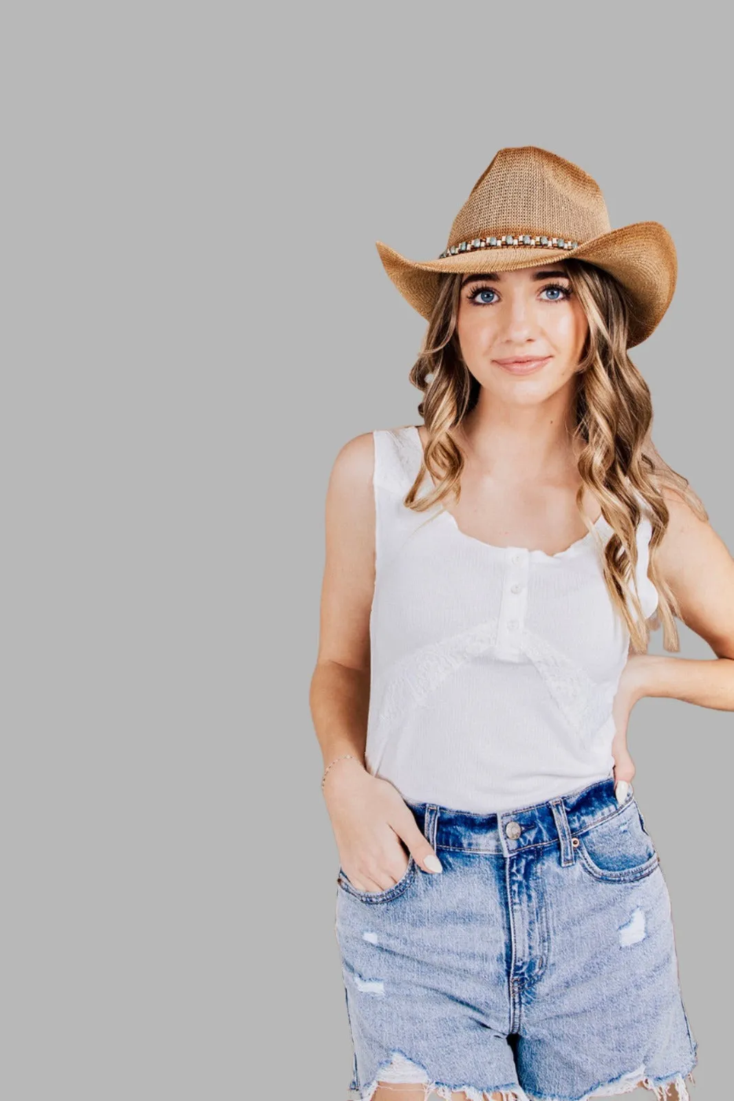 Wrinkle Resistant Finish All Over Print Technique Swan Song Lace Tank - FINAL SALE