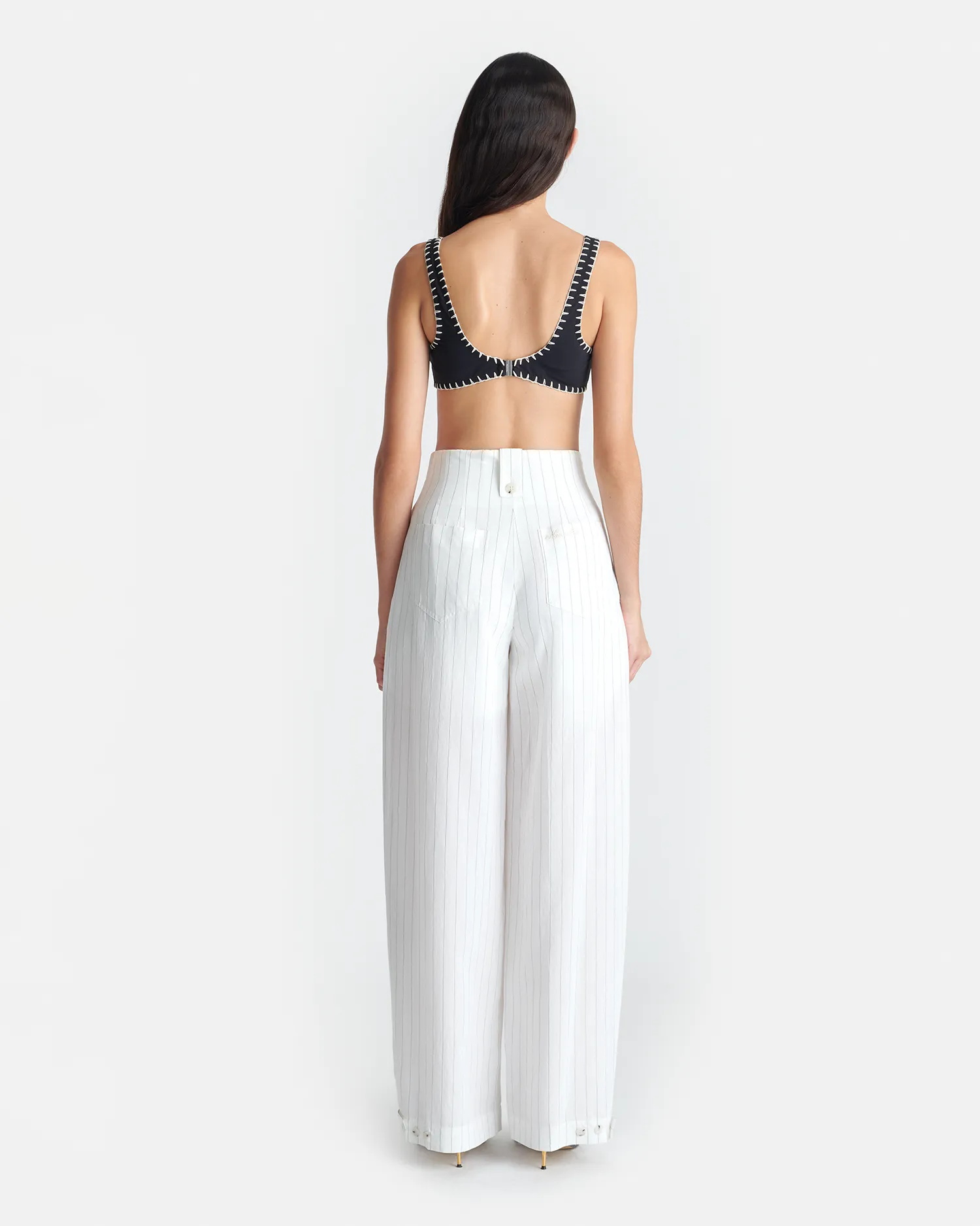 Jenci - Pleated Wide-Leg Pants - White Anti Odor Treatment