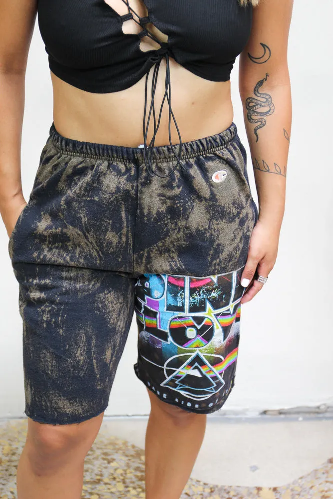 Pink Floyd Acid Wash Sweat Shorts Eco Conscious Packaging Breathable mesh panel
