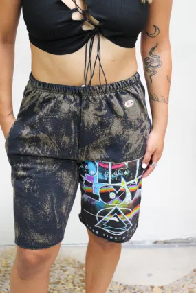 Pink Floyd Acid Wash Sweat Shorts Eco Conscious Packaging Breathable mesh panel