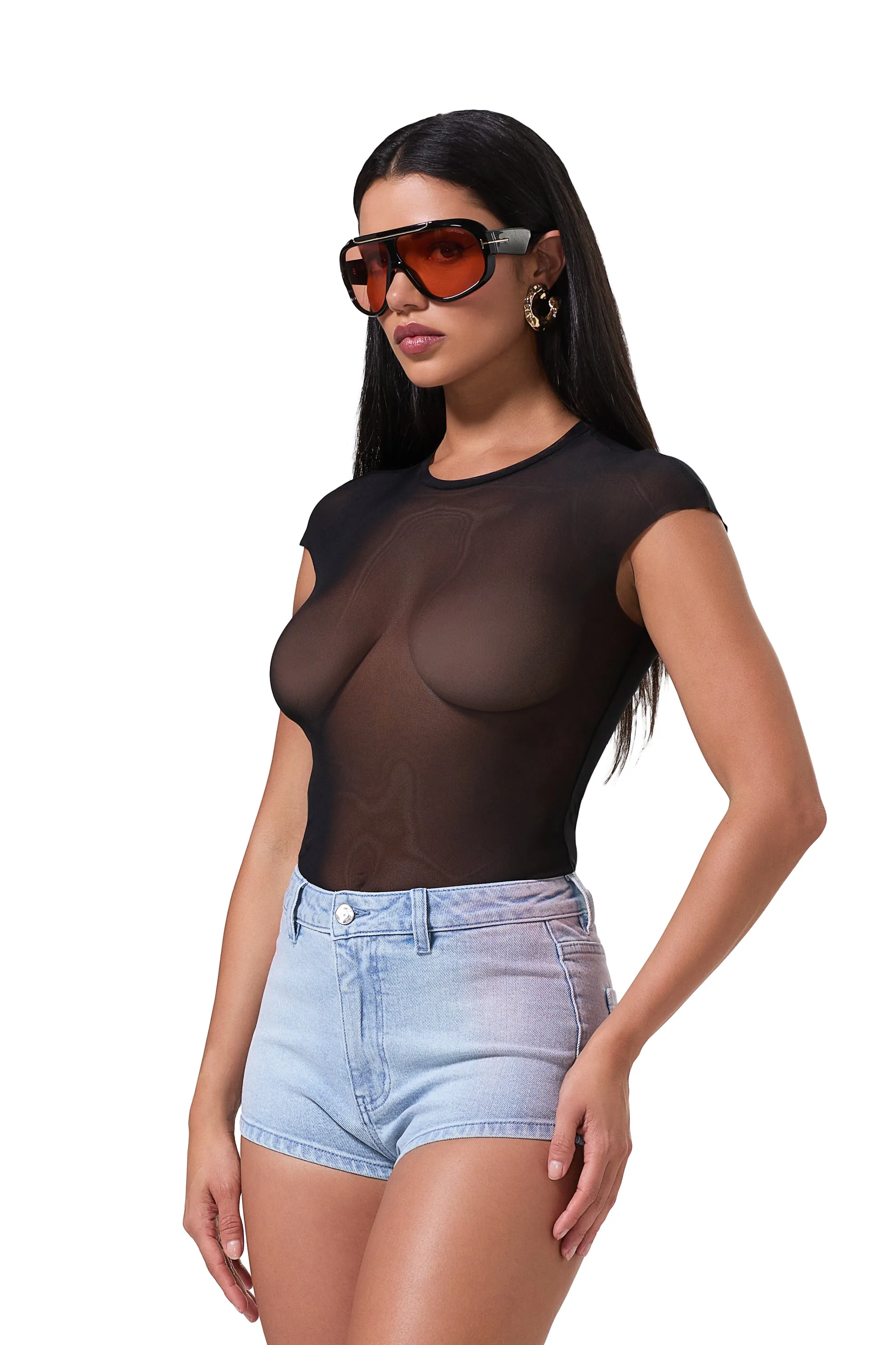 TaglessCollars Nina Mesh Top - Noir
