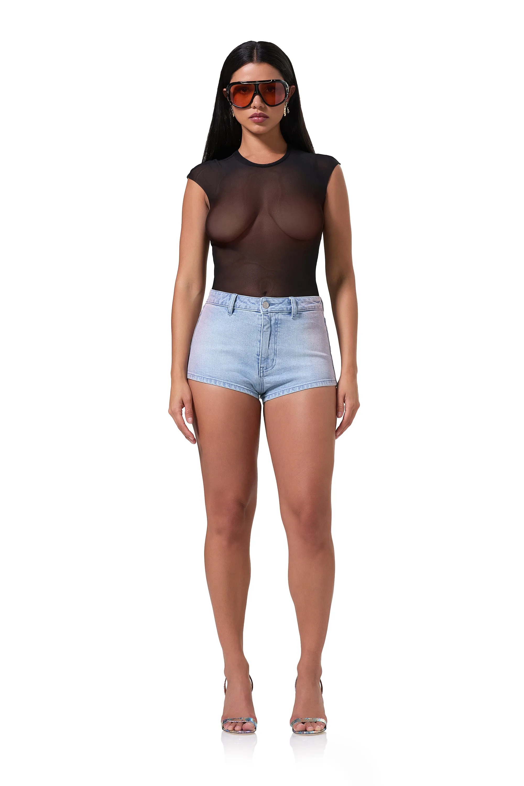 Nina Mesh Top - Noir Contrast Stitch UVProtection Coating