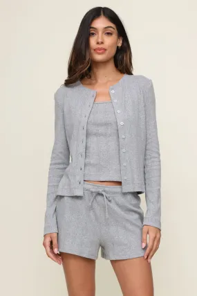 Lila Pointelle Long Sleeve Fitted Blouse Warm Fabric