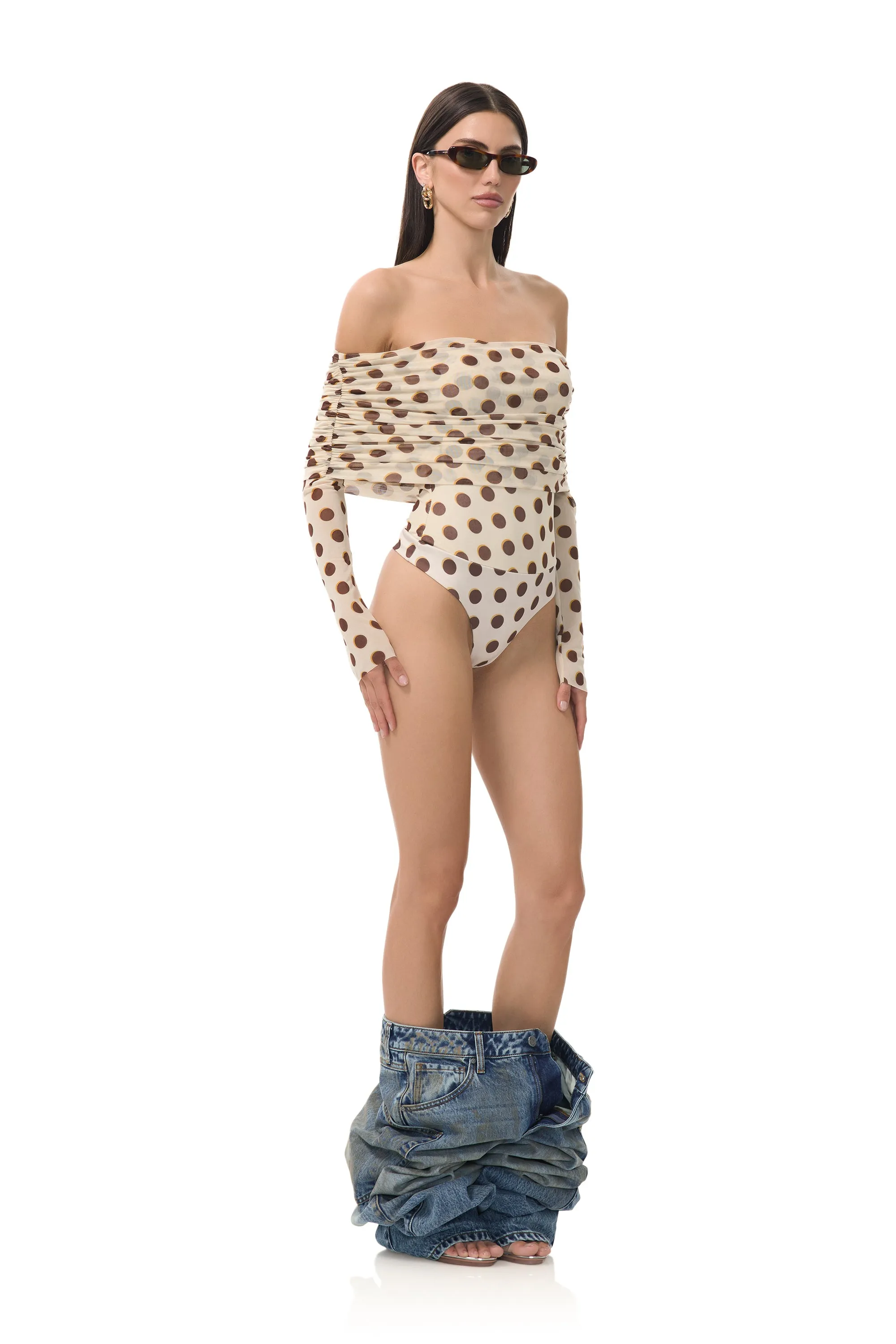 Maxine Bodysuit - Gold Halo Dot Fade Resistant Dye