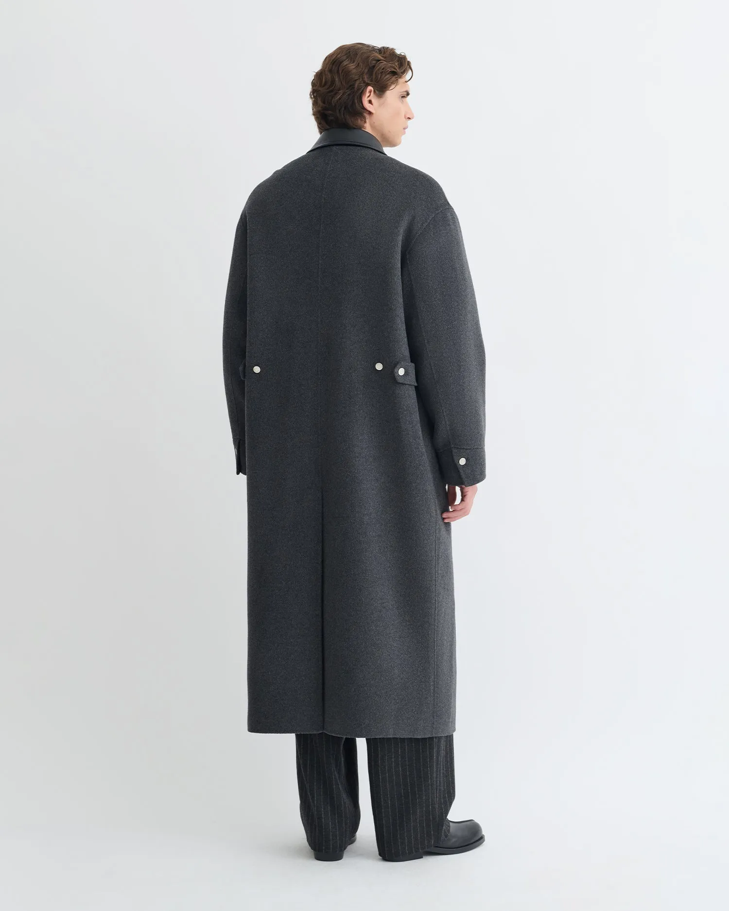Anti-pilling-feature-quality Wylder - Double Wool Coat - Grey Melange