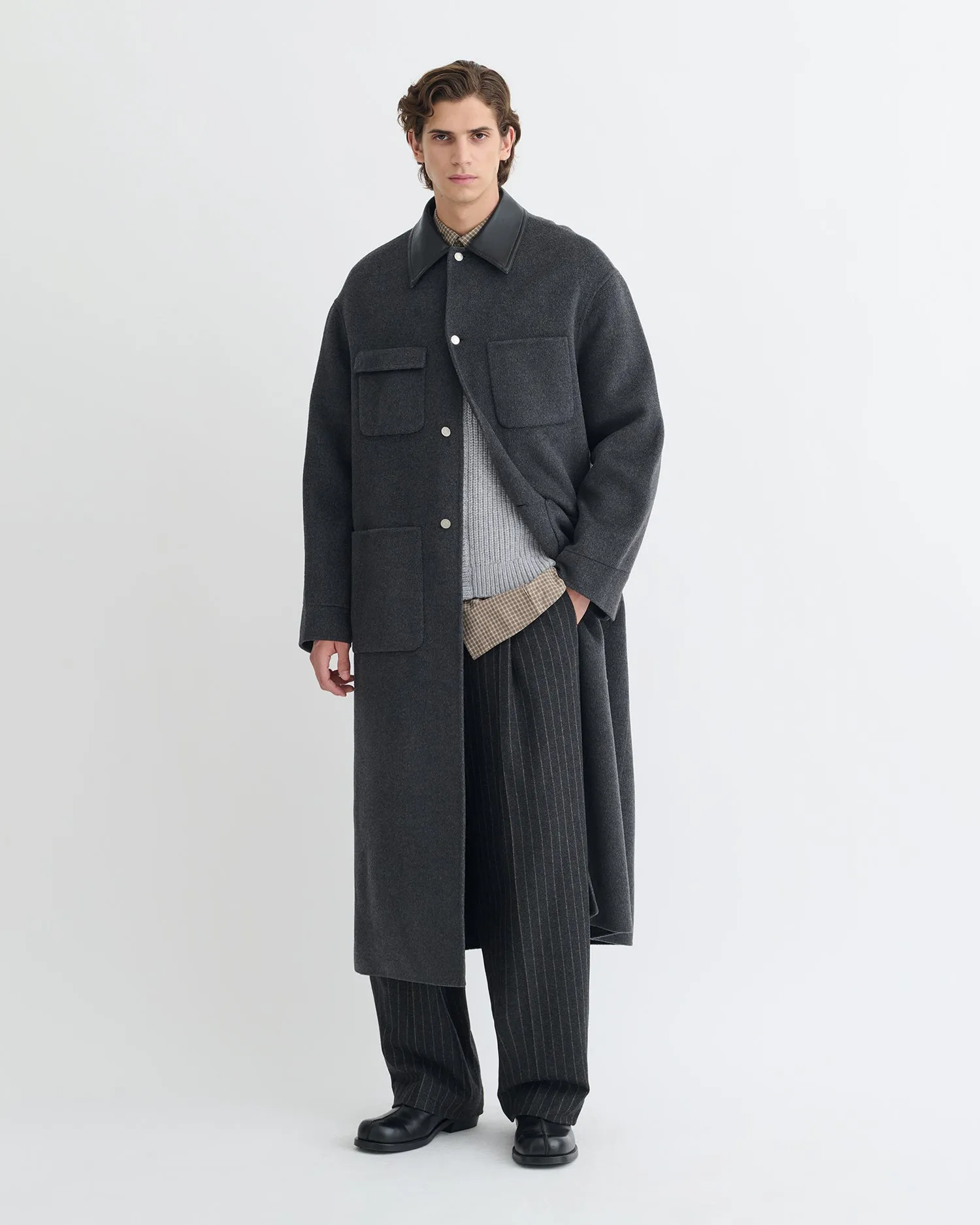 Wylder - Double Wool Coat - Grey Melange compression Lightweight-material-advantage