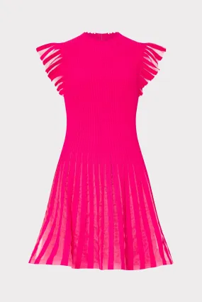 Evening Event confident look Sheer Flutter Sleeve Knit Mini Dress