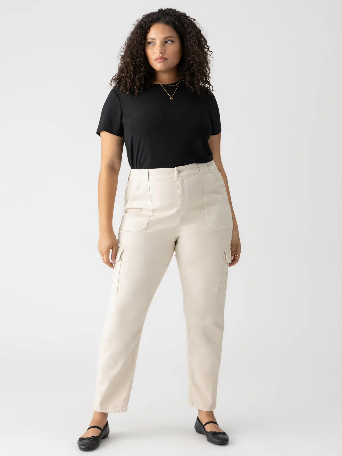 Sculpted Hayden Cargo Standard Rise Pant Toasted Almond Extended Sizing Polished Look Quick Layer