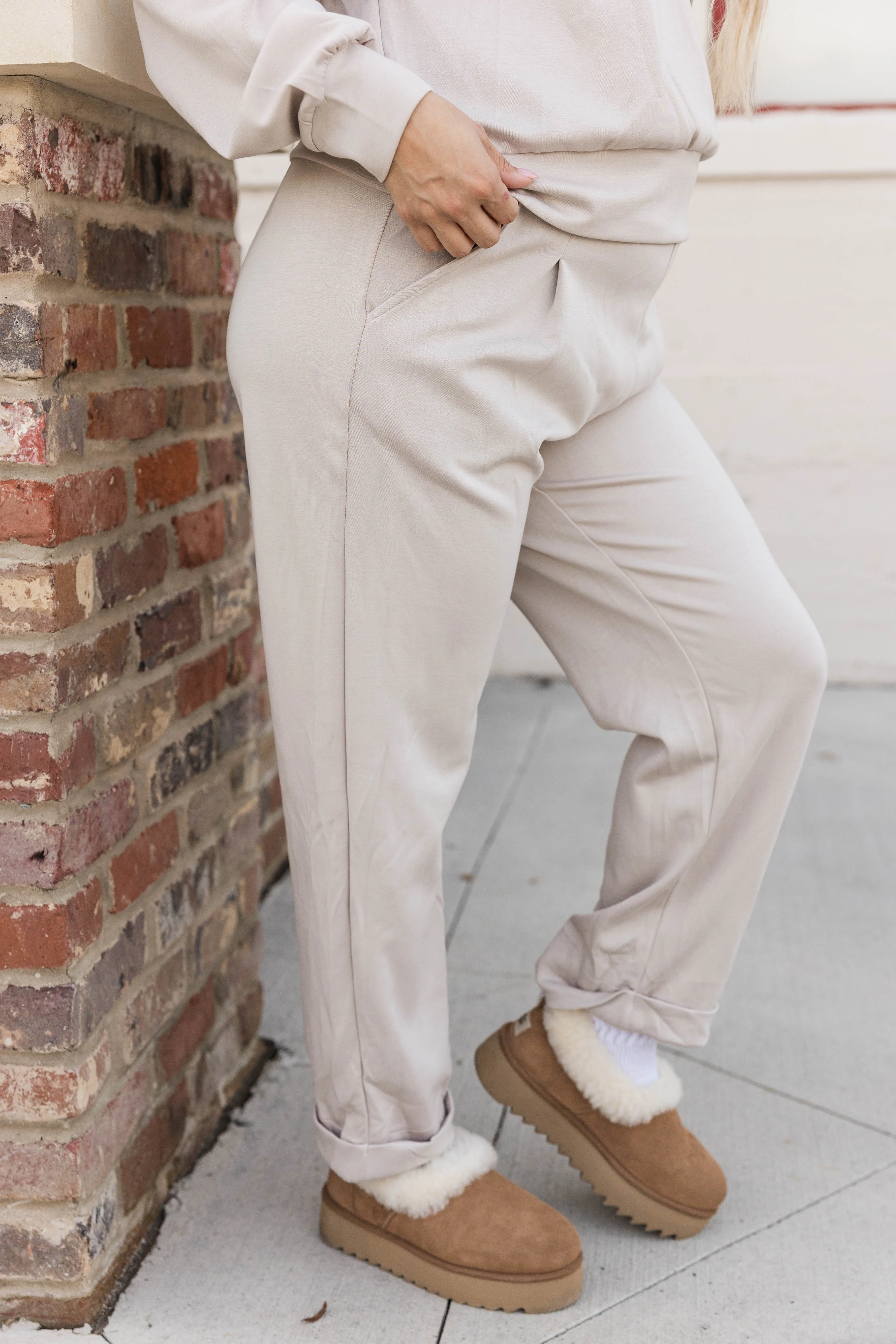 Penelope Loungewear Set- Stone LowMaintenanceMaterial