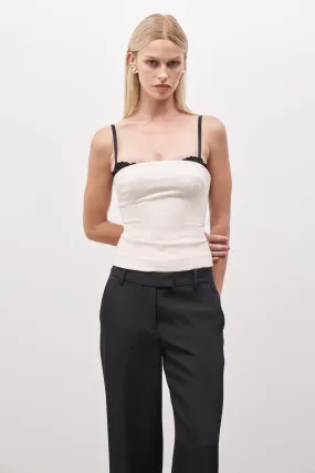 ZipperedPockets Tailored Bra Detail Bustier - Cream/Black