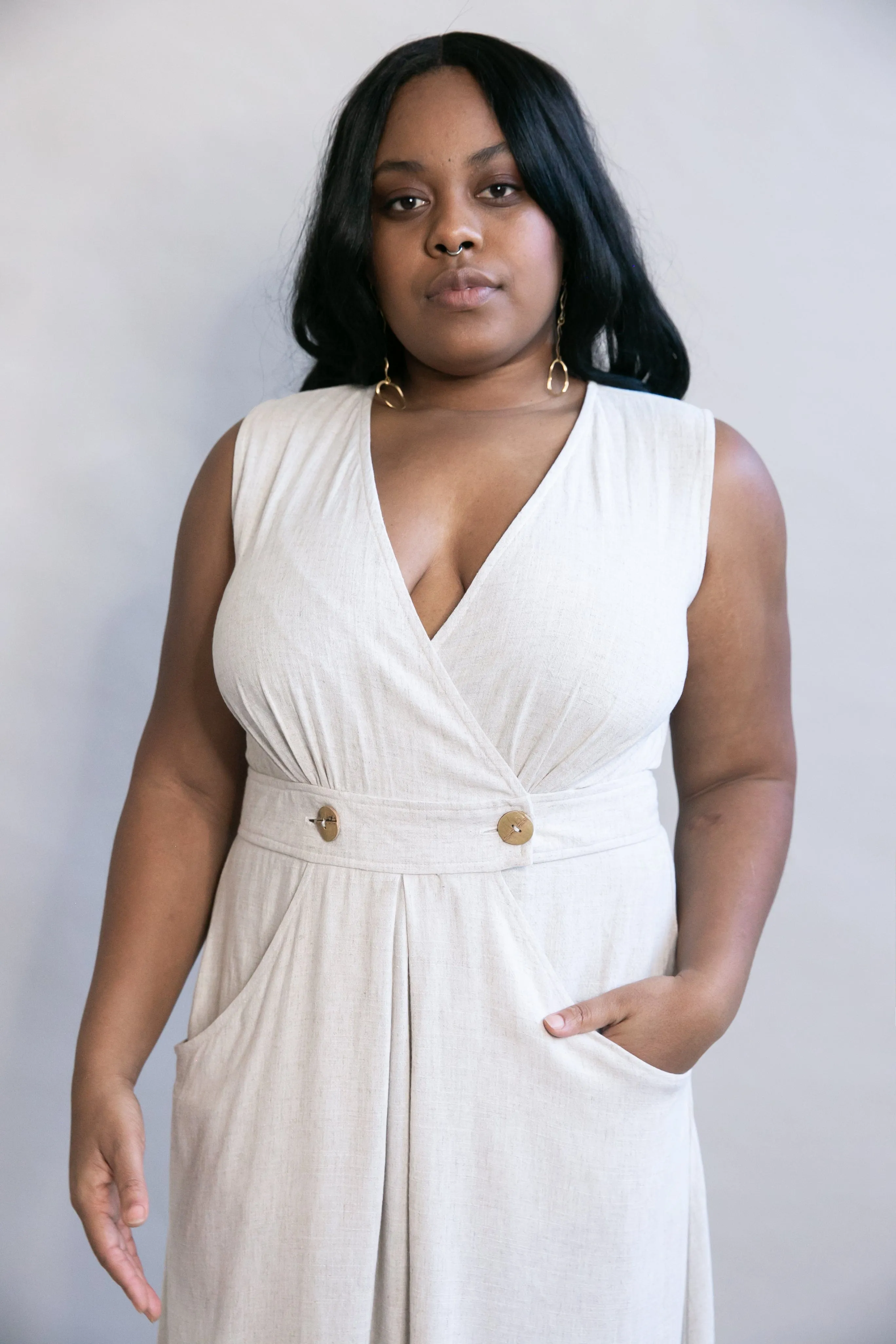 Winona Dress in Oat Linen Body Safe Smart Piece