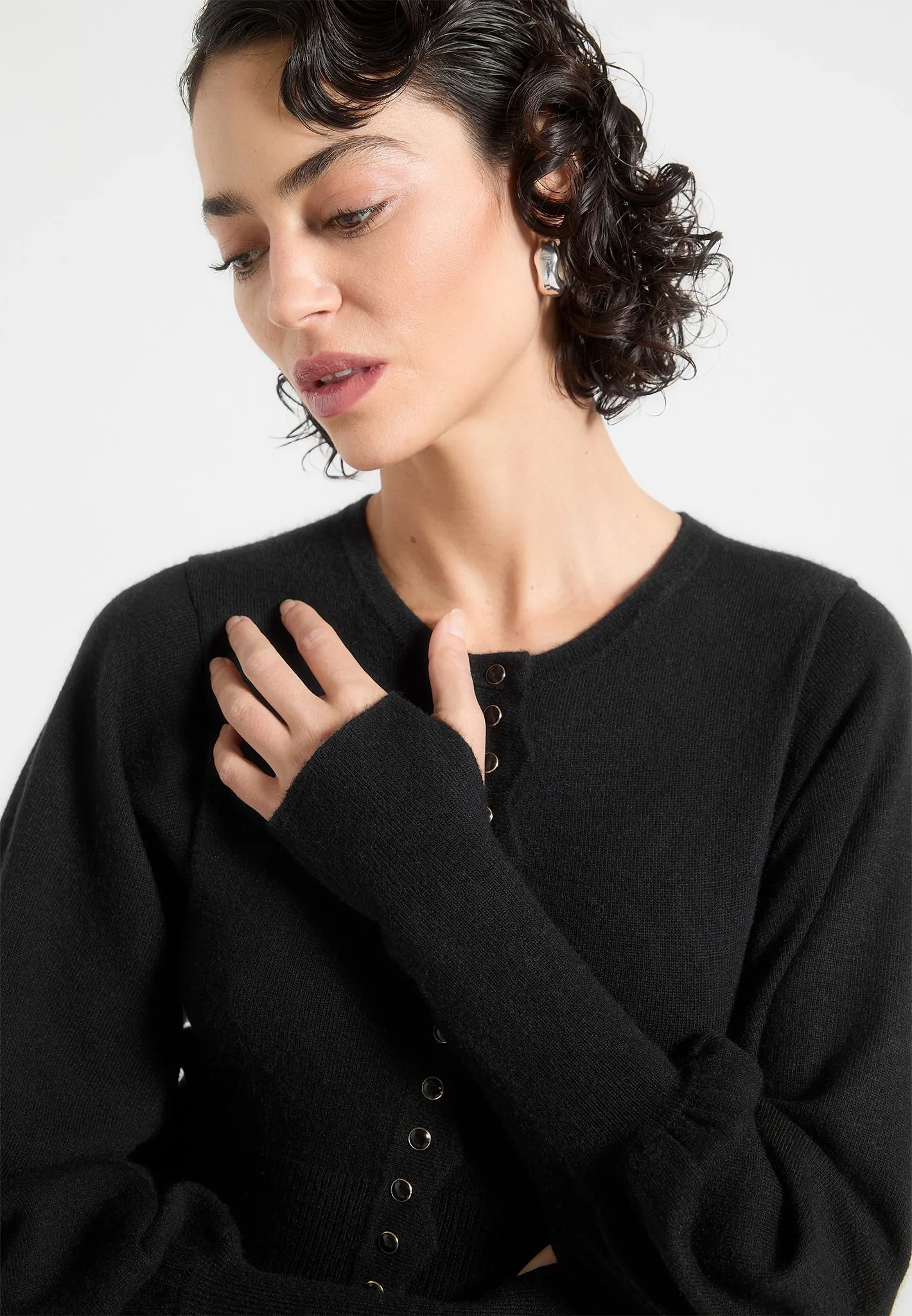 Michele - Knitted Scallop Hem Playsuit - Black Fitted Tank Anti Pilling Finish