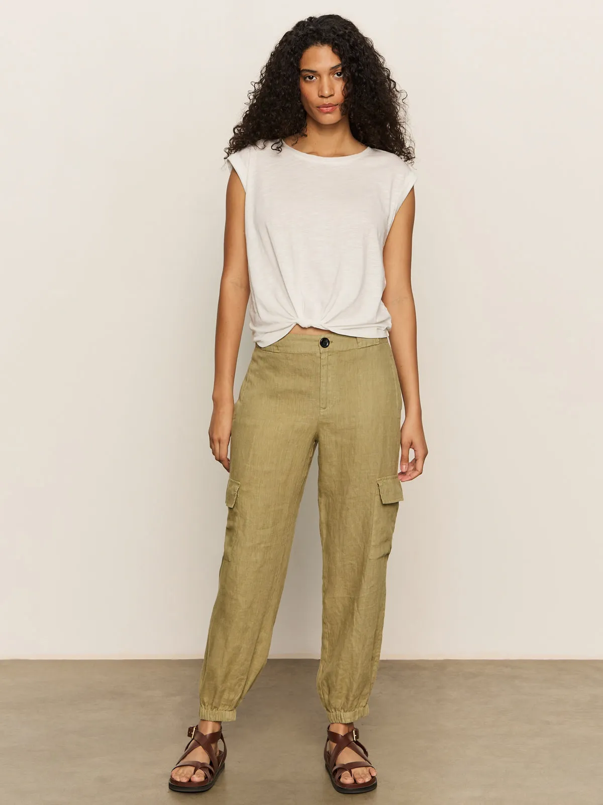 Take Over Linen Jogger Standard Rise Pant Bamboo Ruched