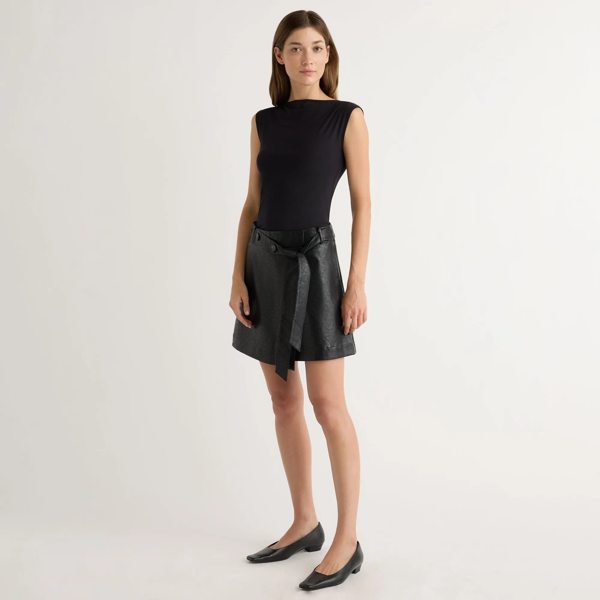 Sharp Look Tanner Vegan Leather Wrap Skirt