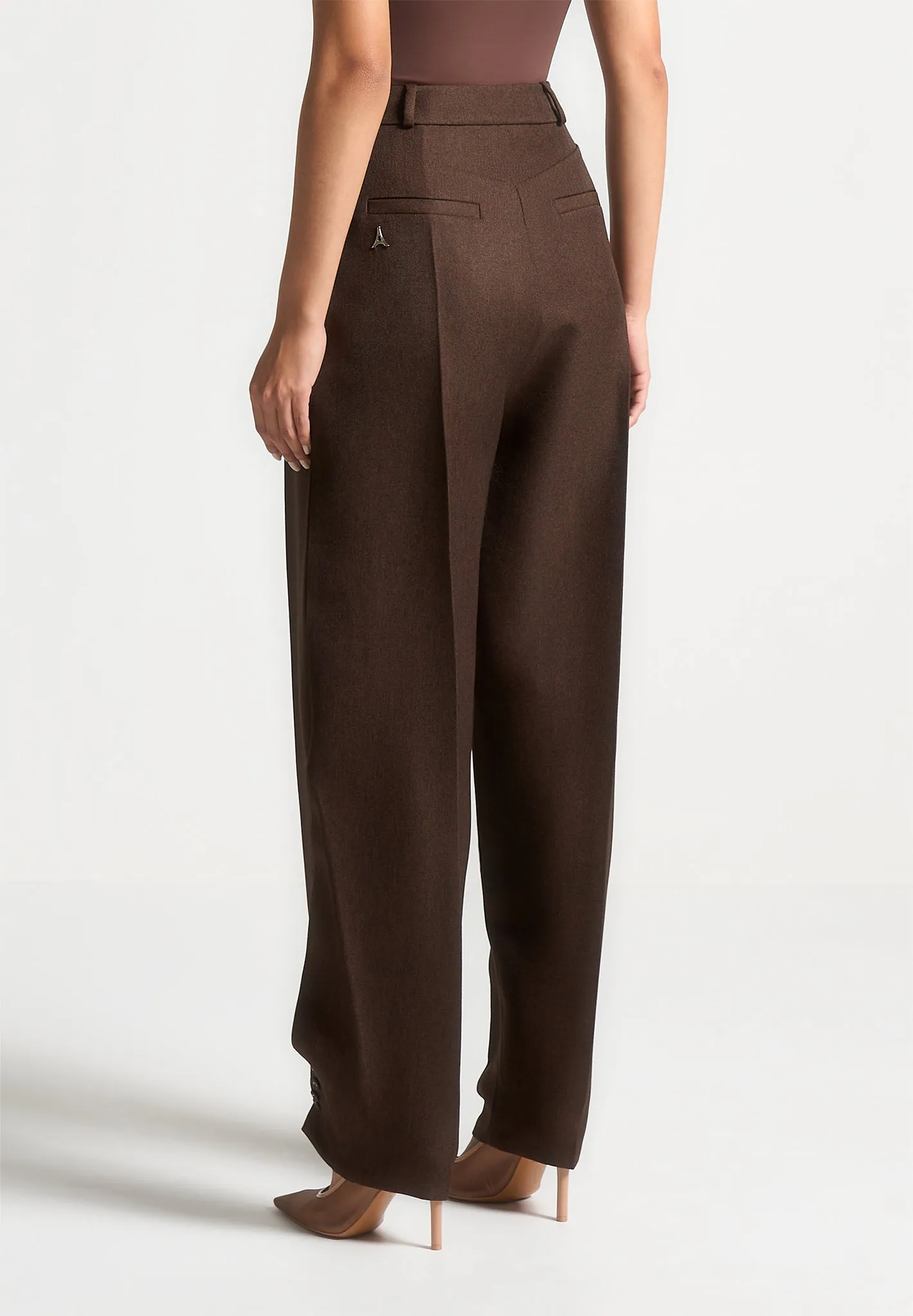 Workday Style Formal Look Sophie - Twist Leg Tailored Trousers - Brown