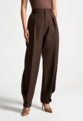 Sophie - Twist Leg Tailored Trousers - Brown Flattering Comfort Wear