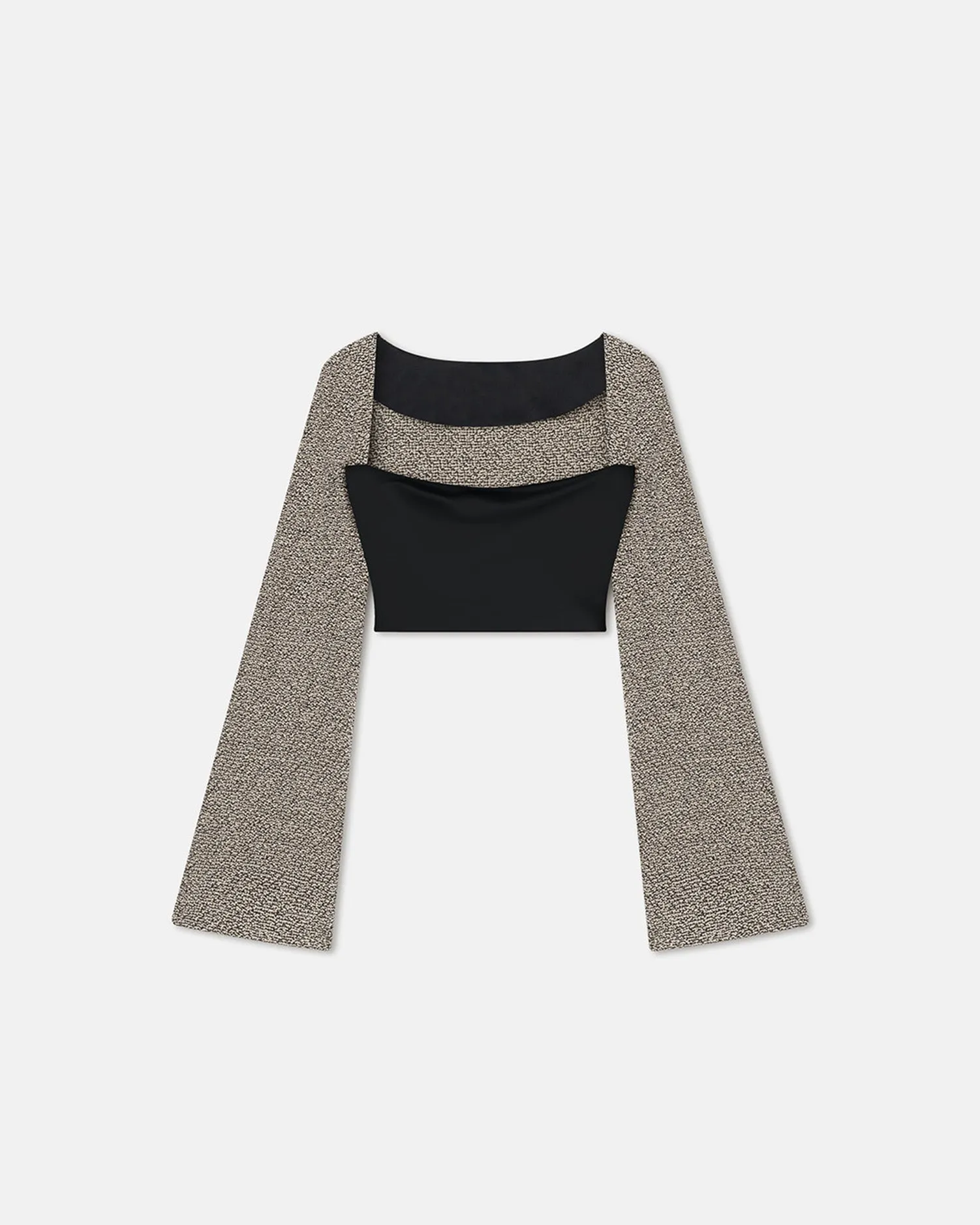 Tasula - Slip Satin and Loopback Cotton Top - Black/Mouline OdorResistant Fabric Drop Shoulder Design