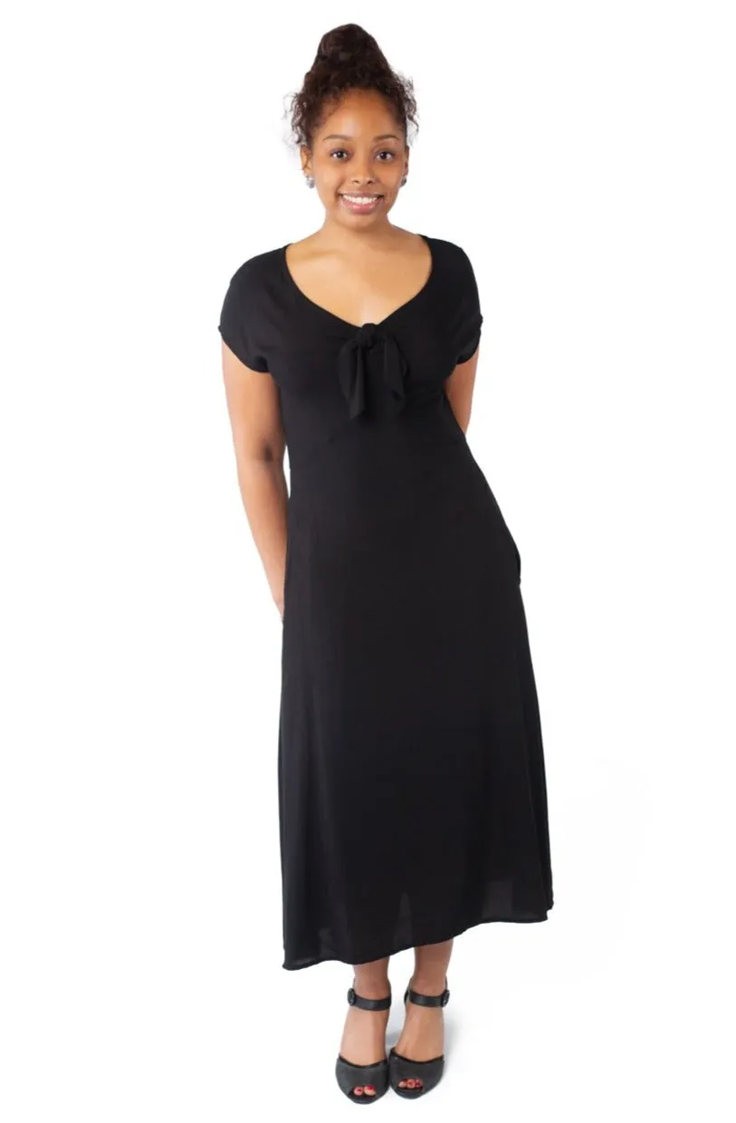 Tatiana Dress in Black Challis Summer Wardrobe
