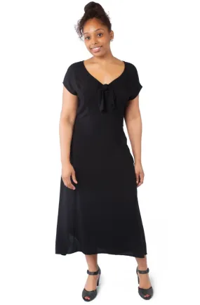 Draped Silhouette Tatiana Dress in Black Challis