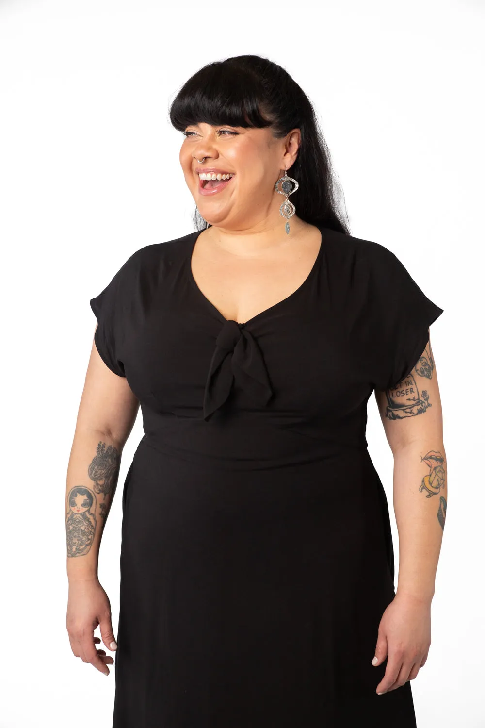 Formal-look Fresh Motion Tatiana Dress in Black Challis