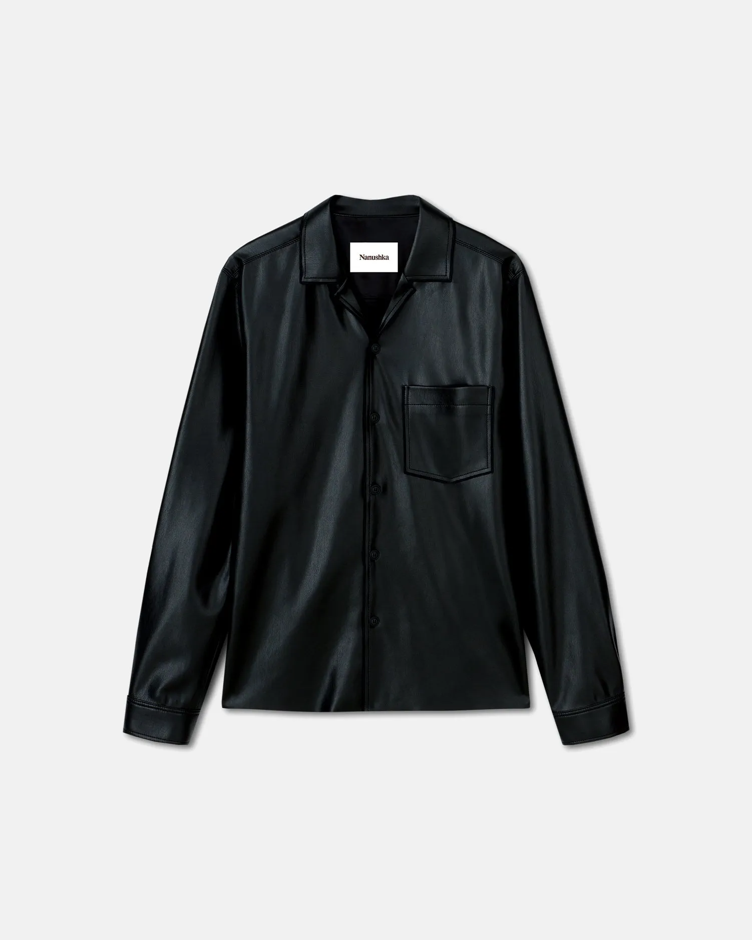 Duco - Okobor? Alt-Leather Long Sleeve Shirt - Black Contrast Stitch