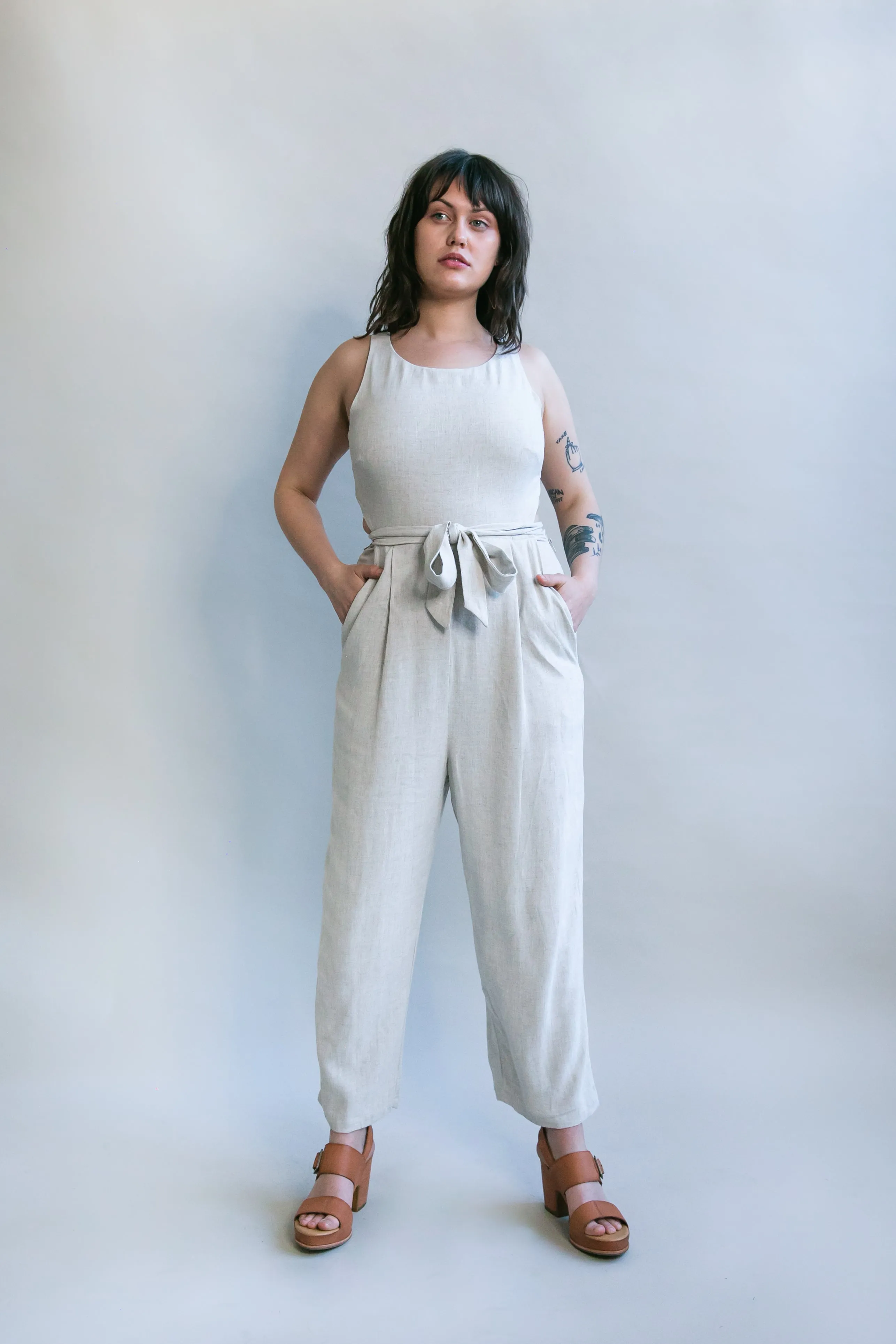 Liberty Jumpsuit in Oat Linen AntiOdorTreatment