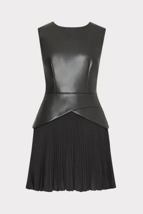 AntiPillingSurface Haddy Leather Pleated Combo Mini Dress