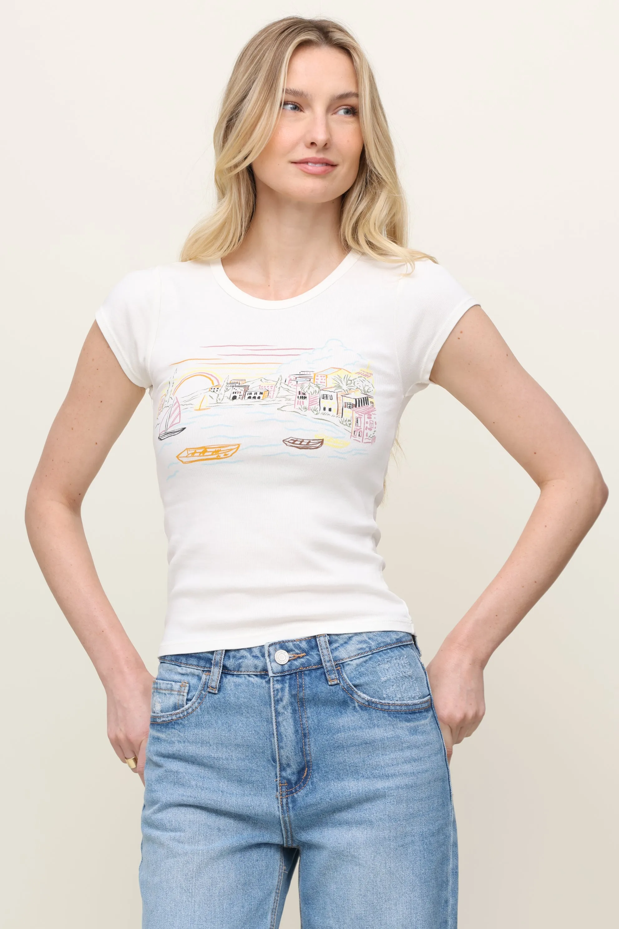 Village Cheeky Tee Multi Panel Cut