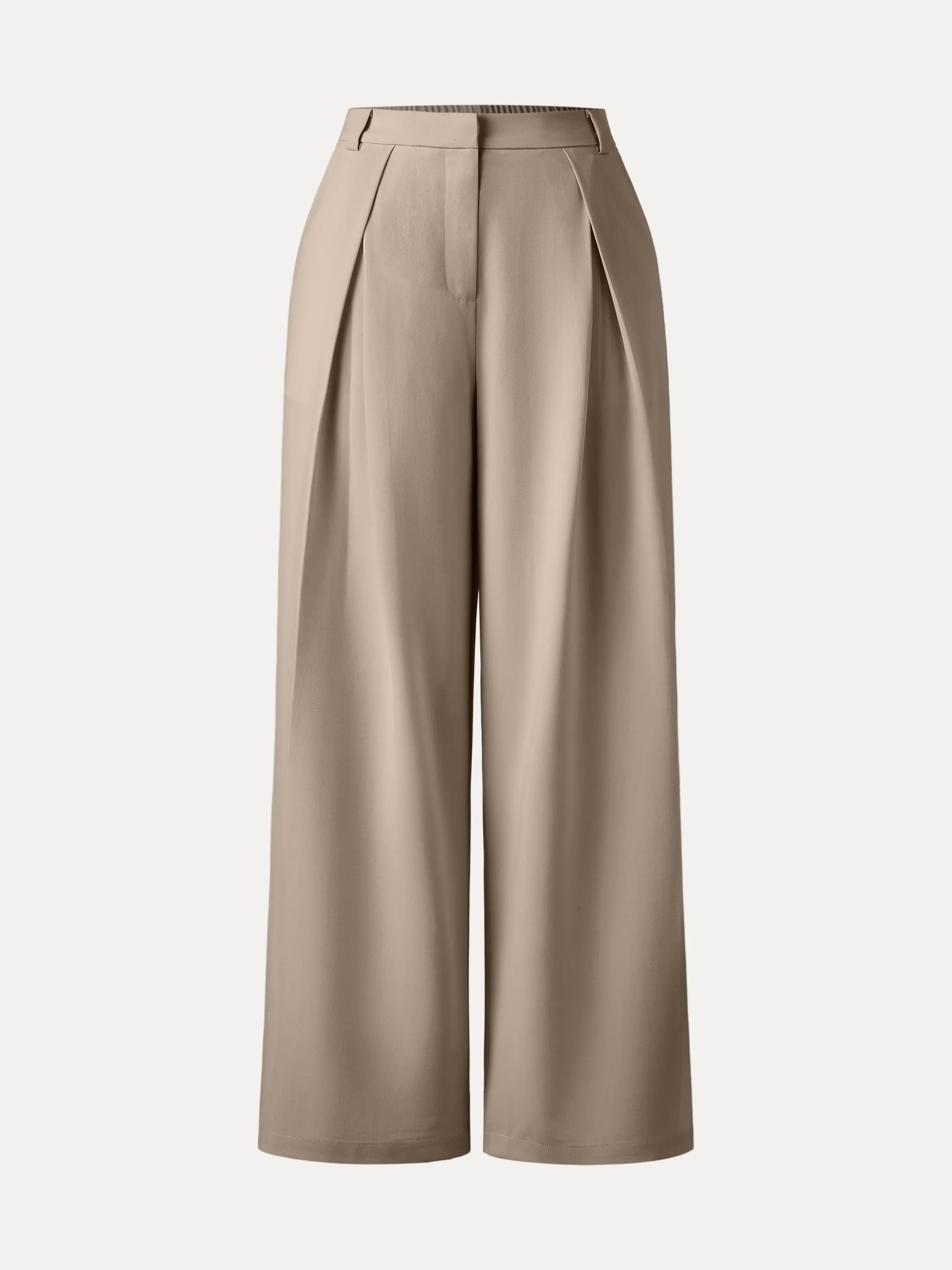 Smart Fit Abrasion Resistant Material Tencel-Linen Pants Wrinkle-Free Tucked Wide Leg Trouser