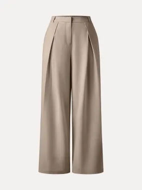 Tencel-Linen Pants Wrinkle-Free Tucked Wide Leg Trouser Durable Stitching Flexible Ankle Cuffs