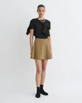 Tenna - Tailored A-Line Mini Skirt - Brown Relaxed Blouse Thermal Regulating Fabric