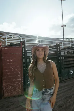 Machine Washable Fabric FoamReinforcedCollar Texas Hold 'Em Button Down Vest - FINAL SALE