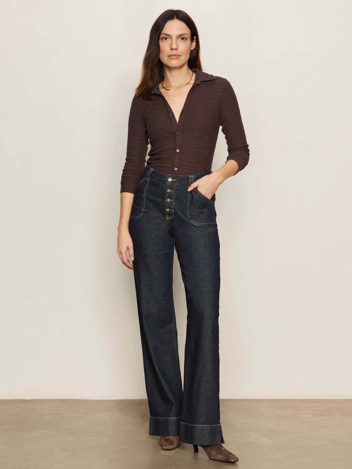 Textured Knit Dreamgirl Top Semi Sweet HighStrength Threadwork