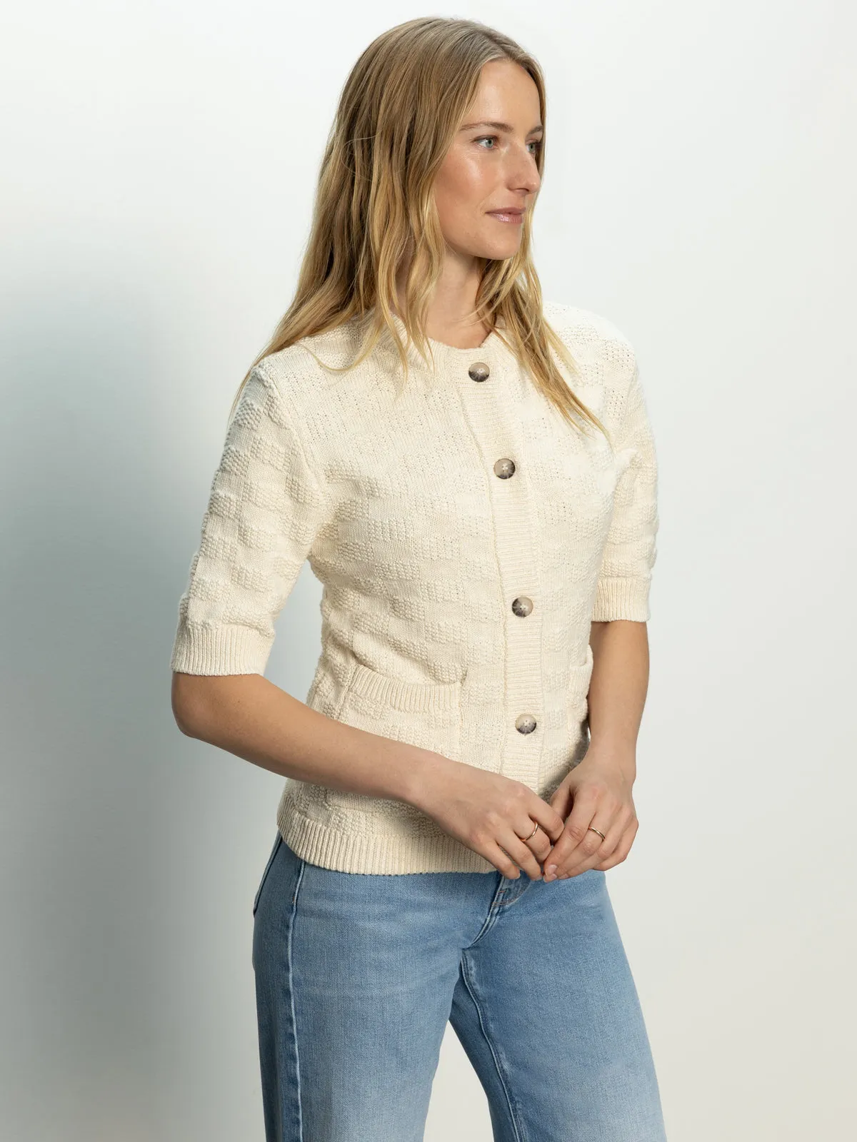 Non Restrictive Cut AllDaySoftness Textured Knitted Jacket Eco Natural