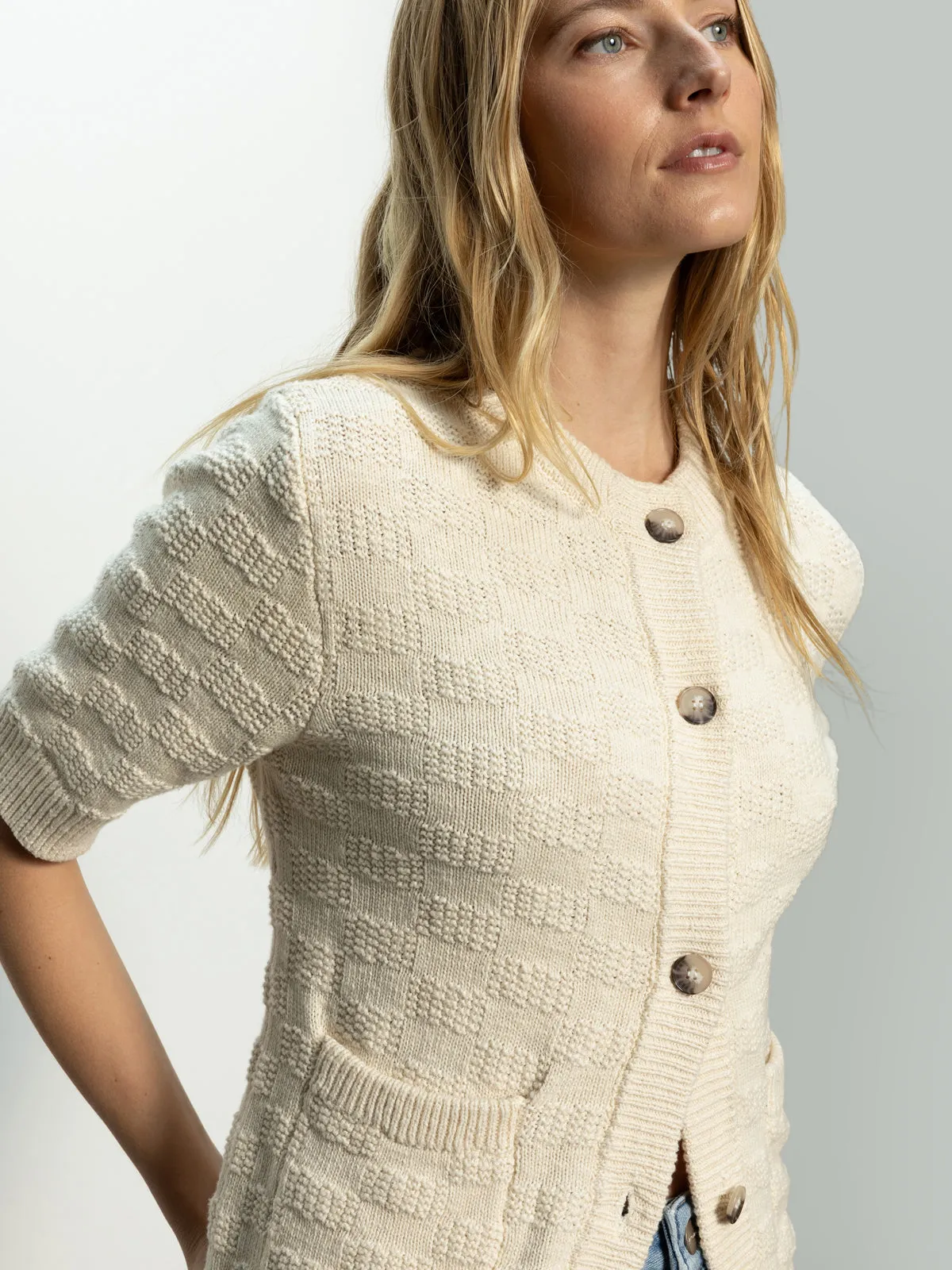 Textured Knitted Jacket Eco Natural Brushed Microfiber Surface