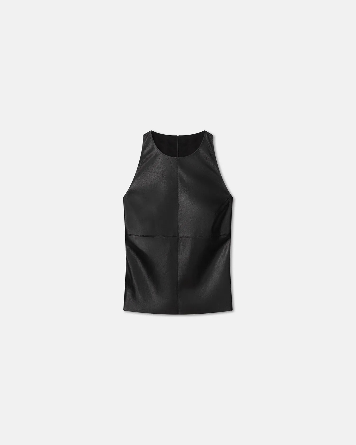 Midweight Four Way Stretch SeamlessConstruction Teza - Okobor? Alt-Leather Sleeveless Top - Black