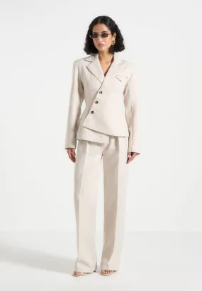 Perfect Design Wear Comfort Wear Thalia - Tailored Asymmetric Double Breasted Blazer - Light Beige