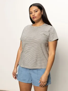The Perfect Tee Pumice Stone / Black Stripe Extended Sizing LongLastingColor