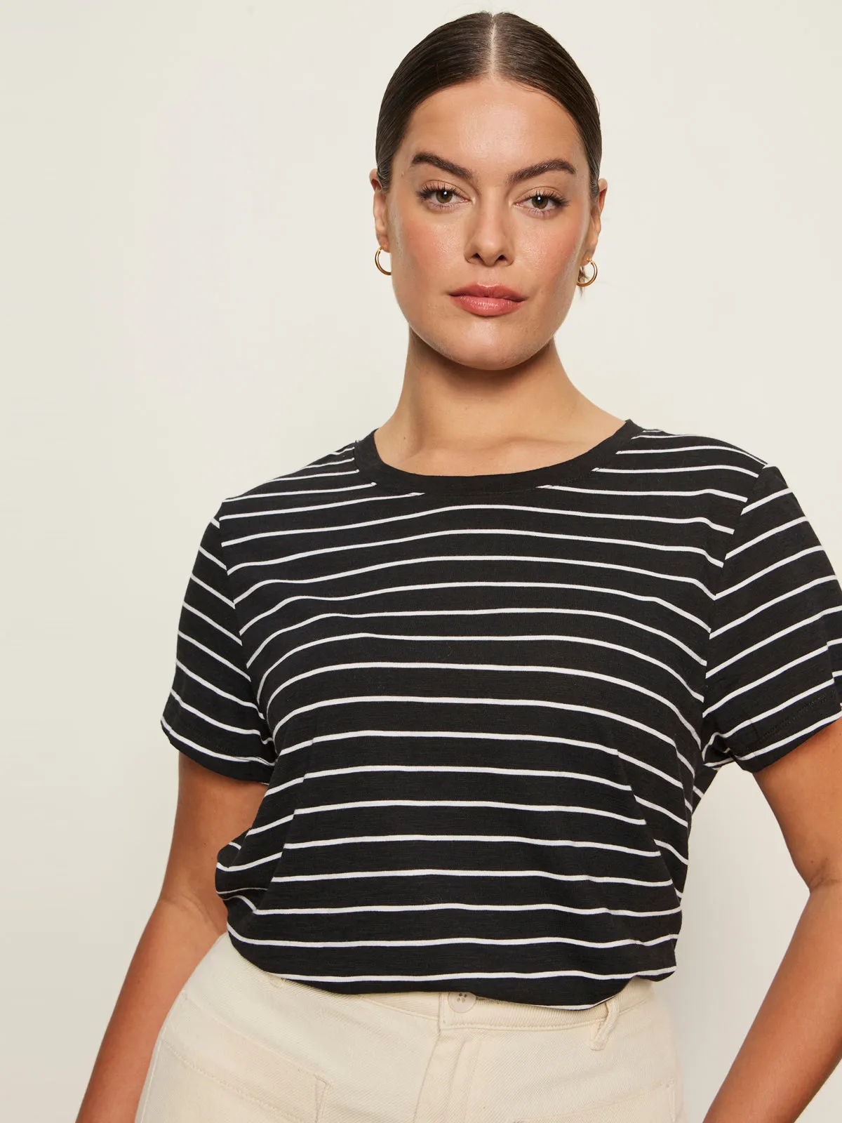 Sun Protective Coating The Perfect Tee White/Black Stripe 5 Extended Sizing