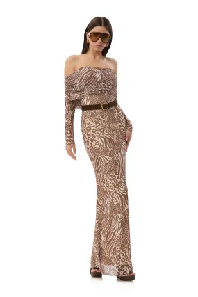 Movement Friendly Waist Seam Thelma Dress - Taupe Animal