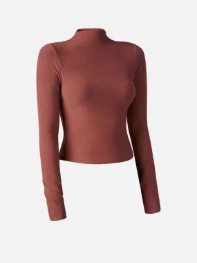 Thermal Brushed Mock Neck Crop Top Comfy Fit