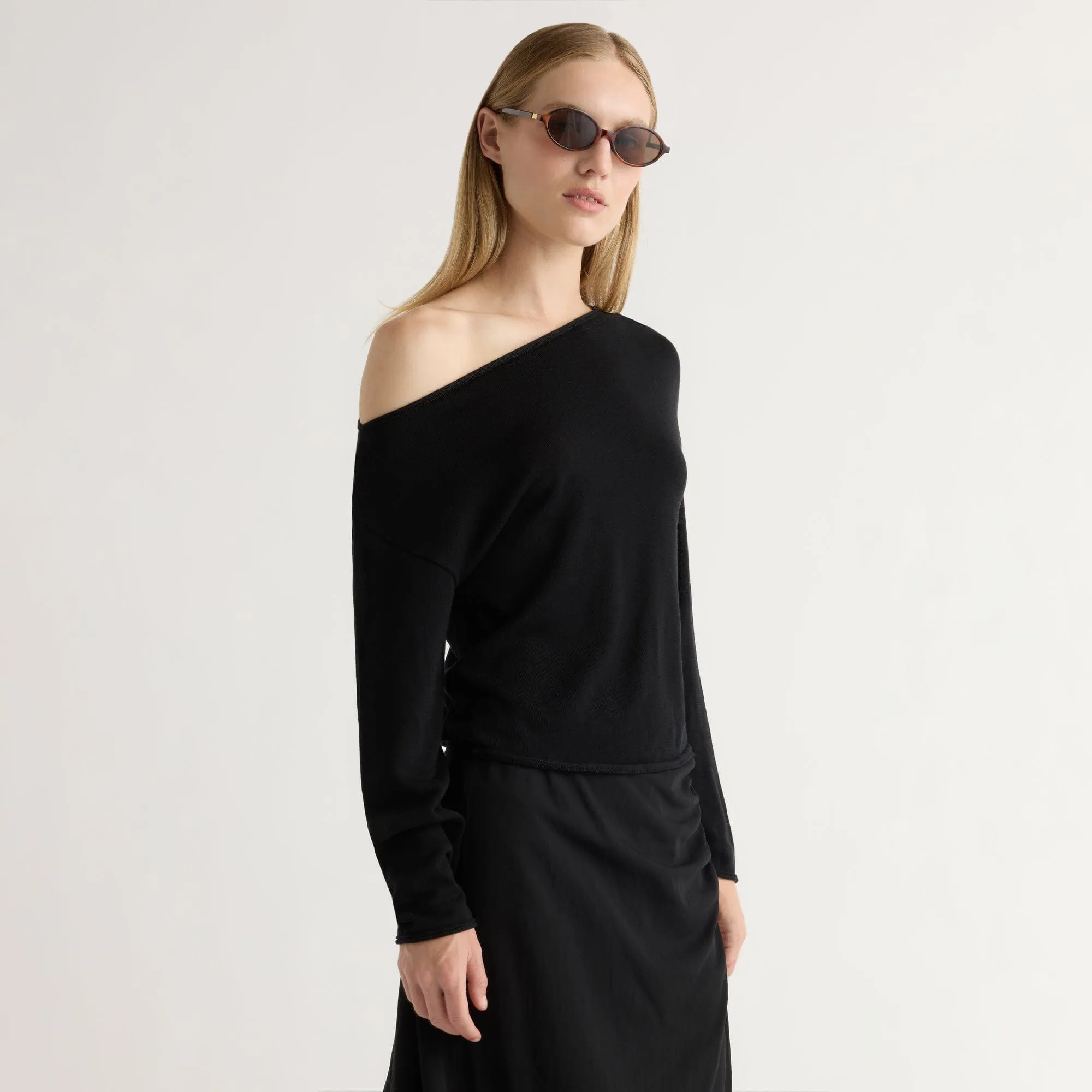 Comfy Must-Have Hachi Tencel-Wool Off-Shoulder Sweater
