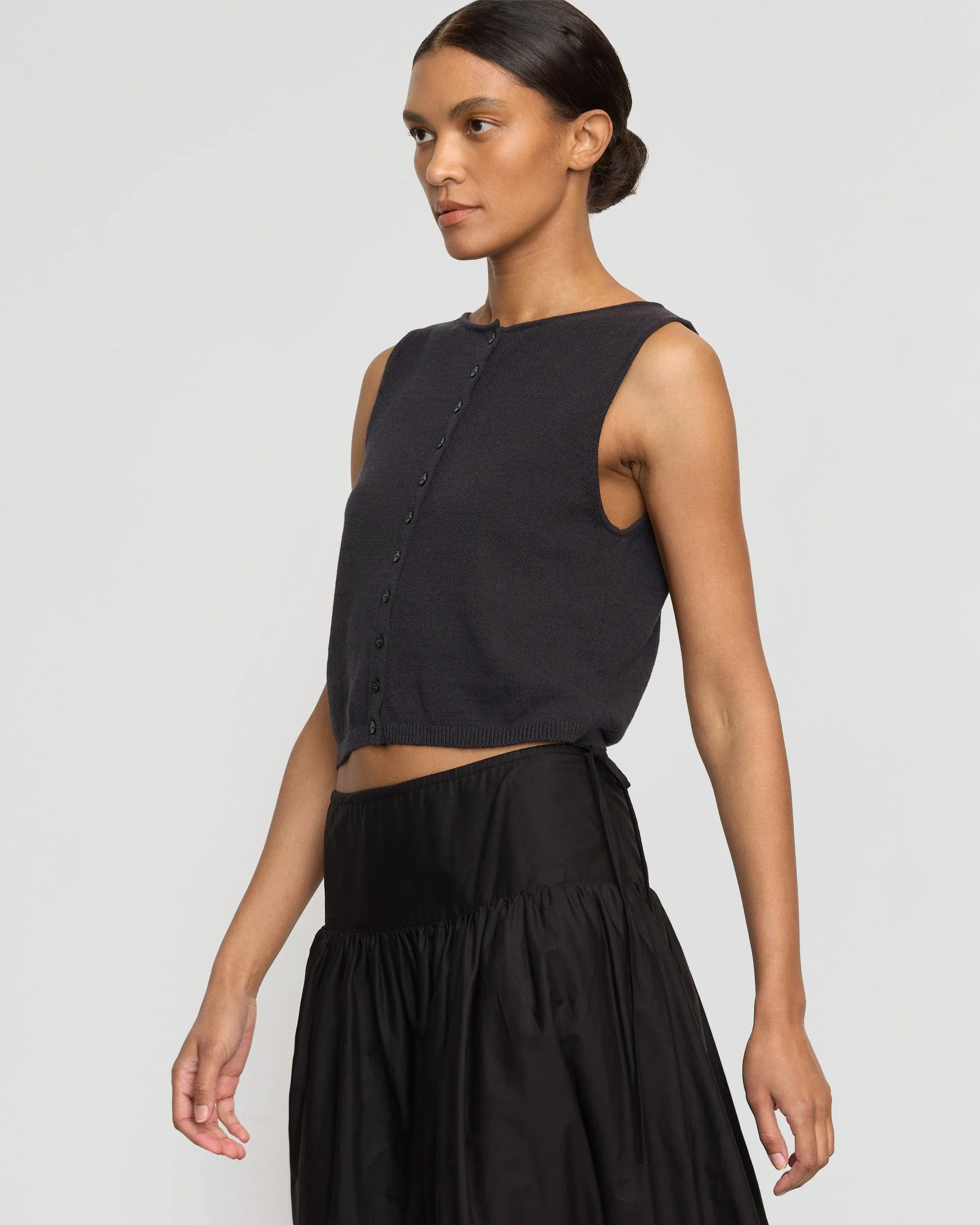 Chic Knit Elith Cotton-Linen Button Knit Vest